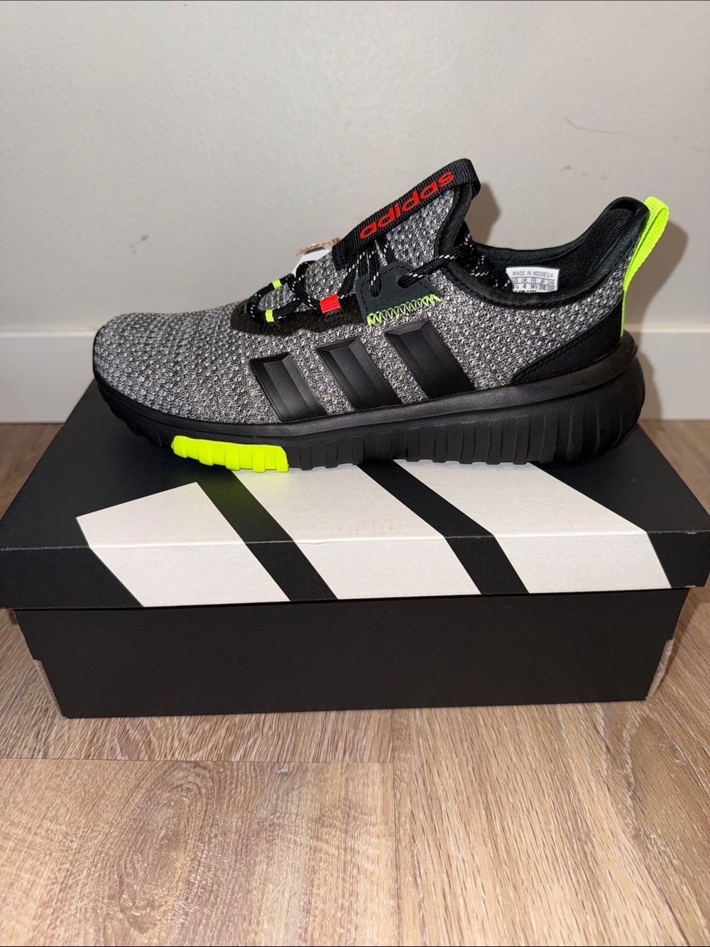 adidas KAPTIR Grey Knit Trainer with Neon Yellow Highlights